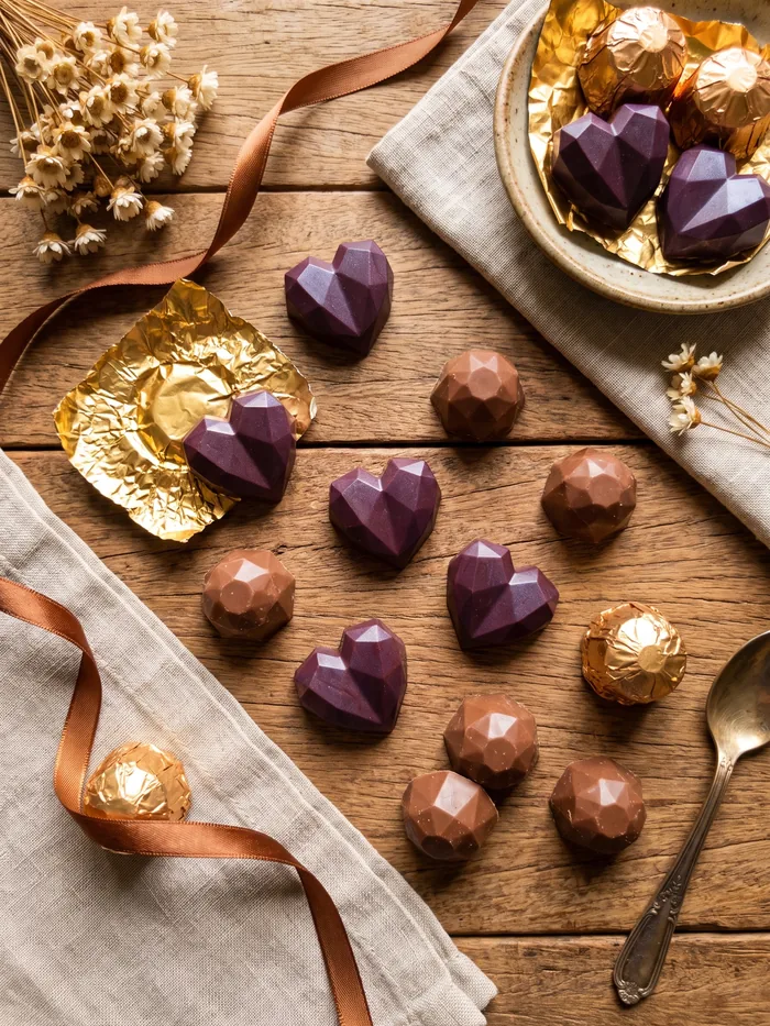 Bombons artesanais Kaluanda ao leite, meio amargo e praliné